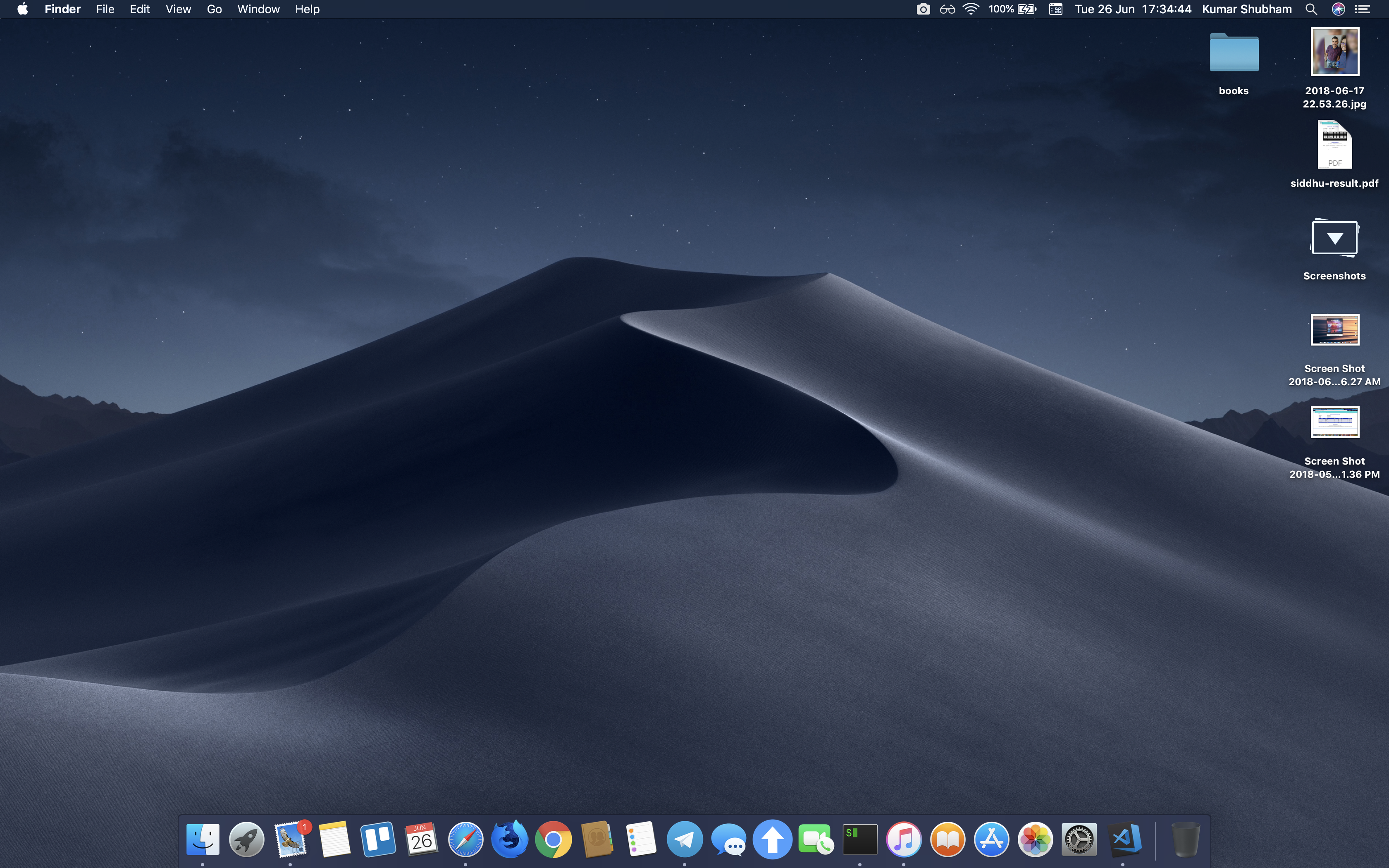 MacOS Mojave dark mode desktop